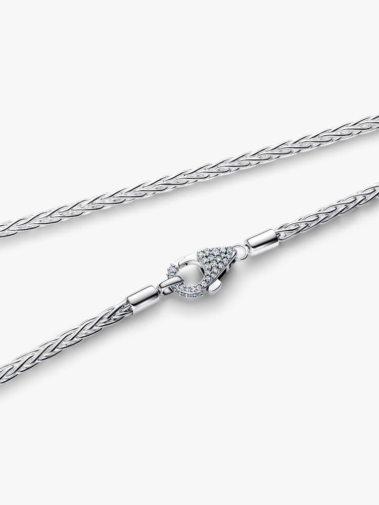 Fuchsschwanz-Charm-Halskette mit Pavé-Verschluss Sterling-Silber