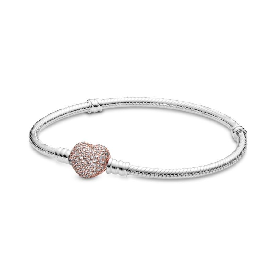 Rose  Schlangen-Gliederarmband Pavé-Herz-Verschluss Hauptbild
