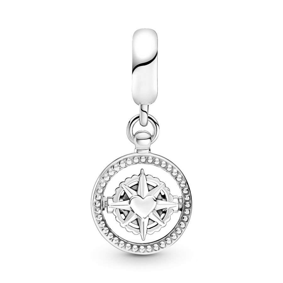 Charm-Anhänger Drehender Kompass Sterling-Silber