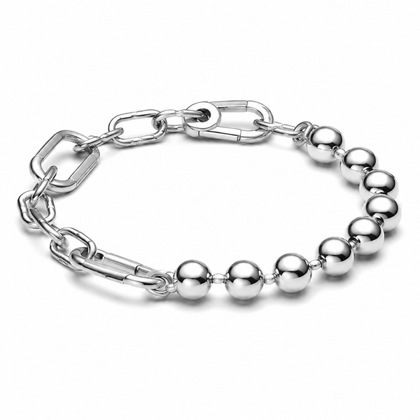 Gliederkettenarmband Metallperlen Sterling-Silber