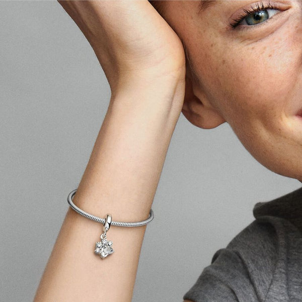 Charm-Anhänger Funkelnde Pfotenabdurck Herz Sterling-Silber