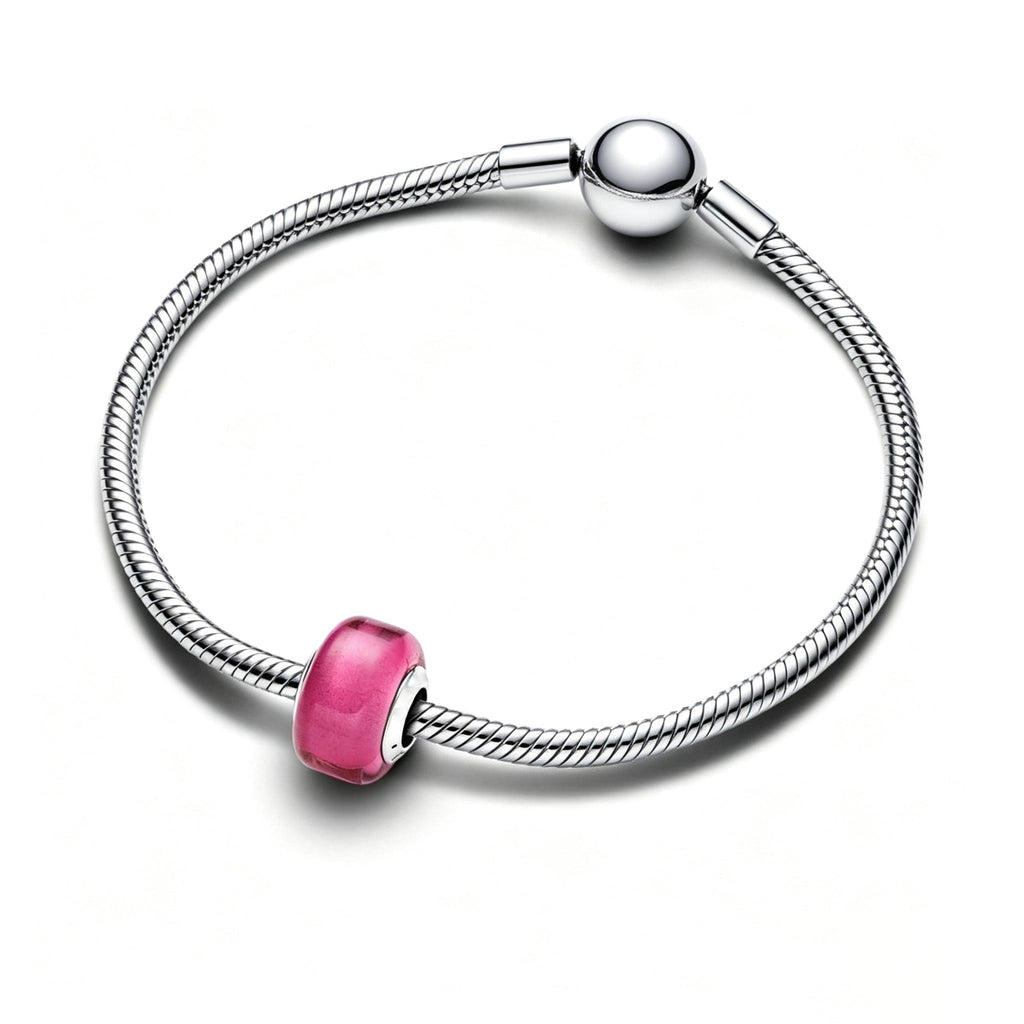 Mini-Charm Rosafarbenes Murano-Glas Sterling-Silber