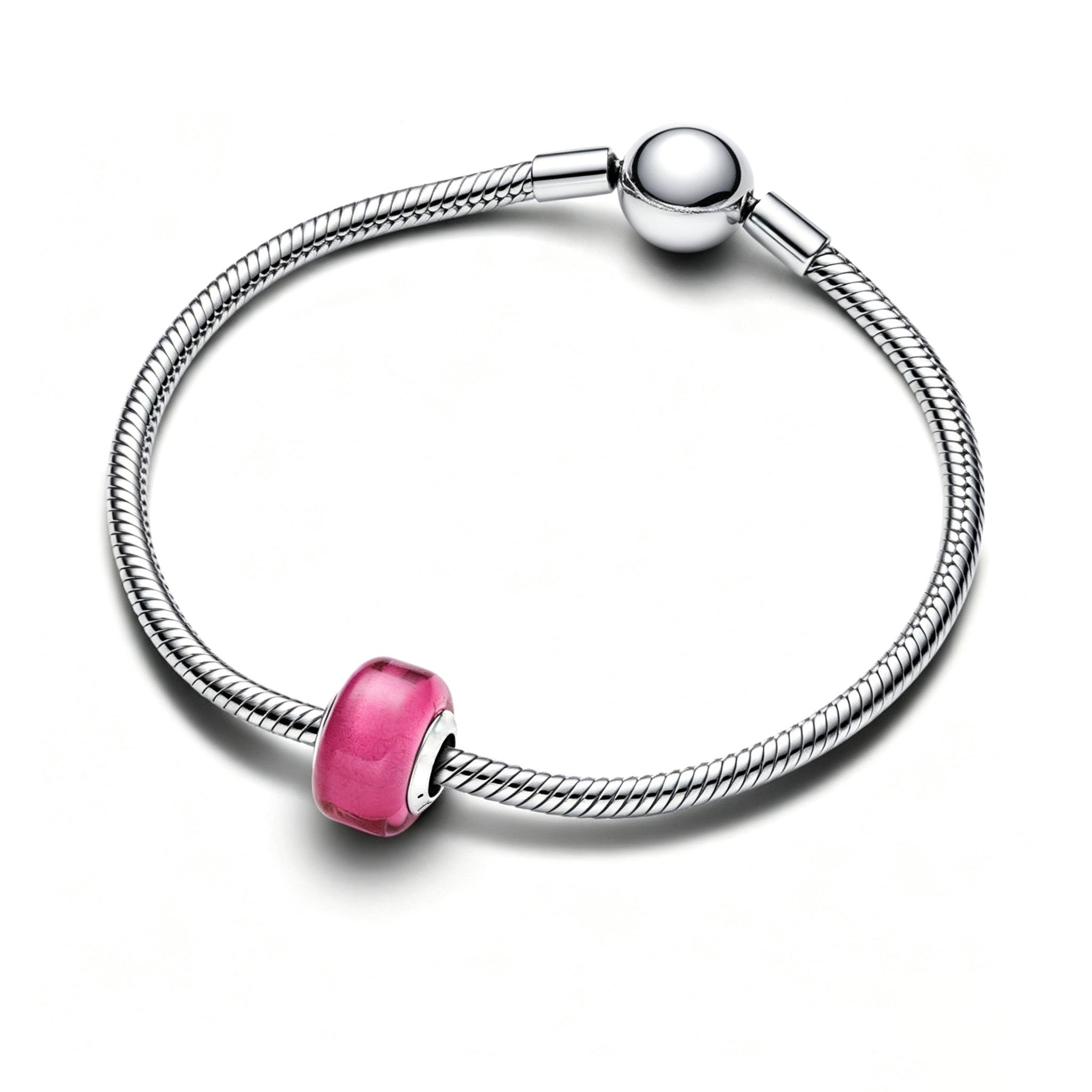 Mini-Charm Rosafarbenes Murano-Glas Sterling-Silber