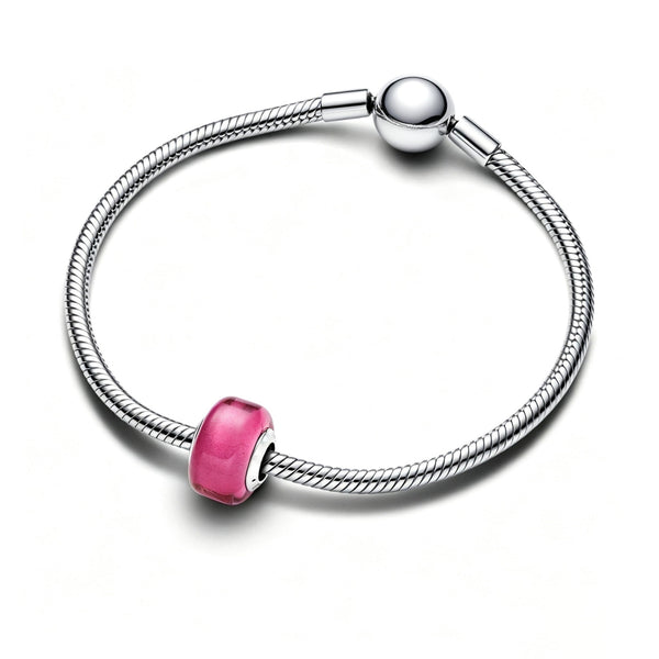 Mini-Charm Rosafarbenes Murano-Glas Sterling-Silber