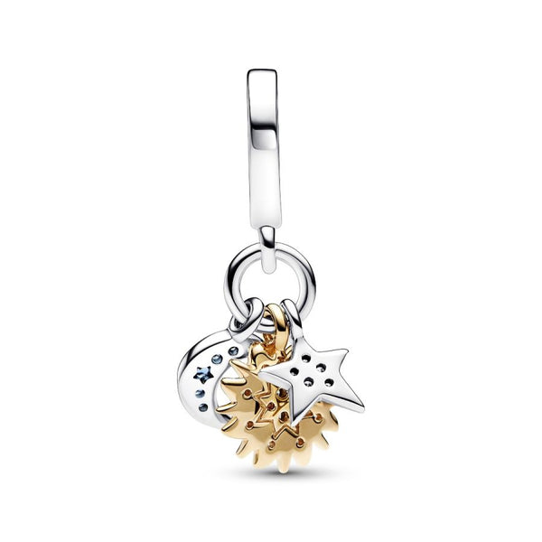 Charm-Anhänger Sonne Halbmond Stern Silber Vergoldet