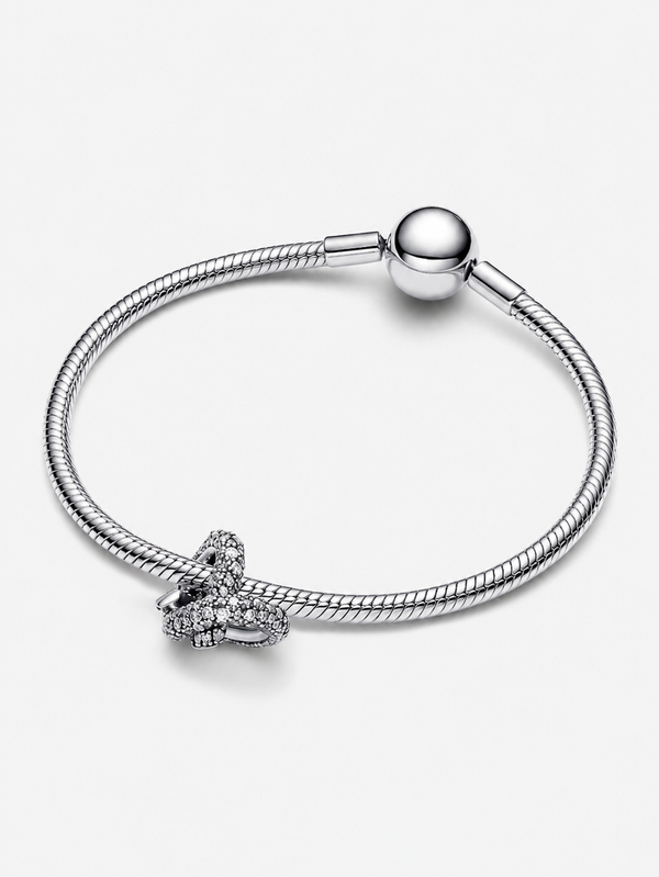 Pavé Unendlichkeitsknoten Herz-Charm