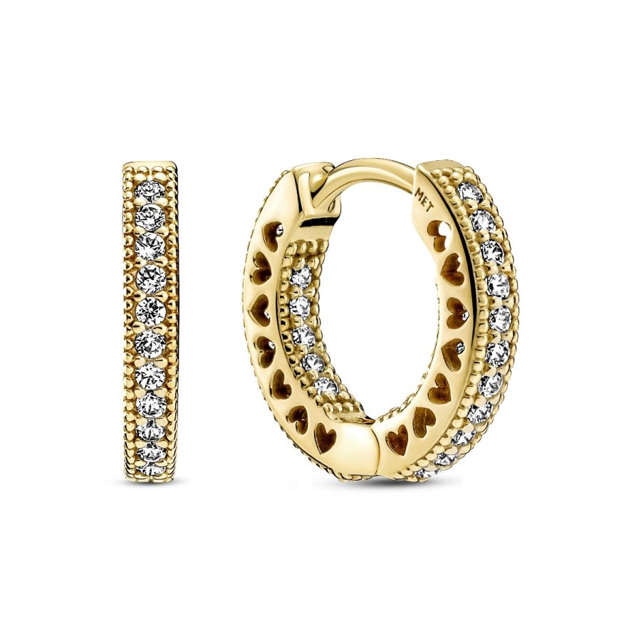 Creolen Ohrringe Pavé-Herz Zirkonia 14k Gold Plattiert Hauptbild