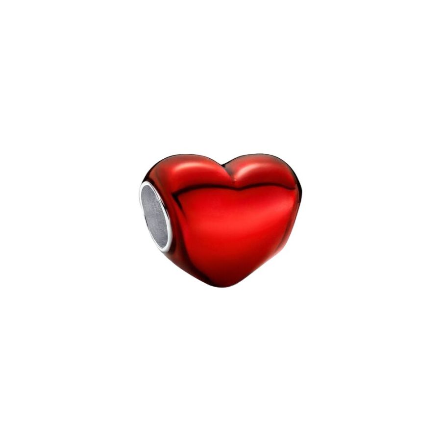 Charm Rotes Metallic-Herz Sterling-Silber