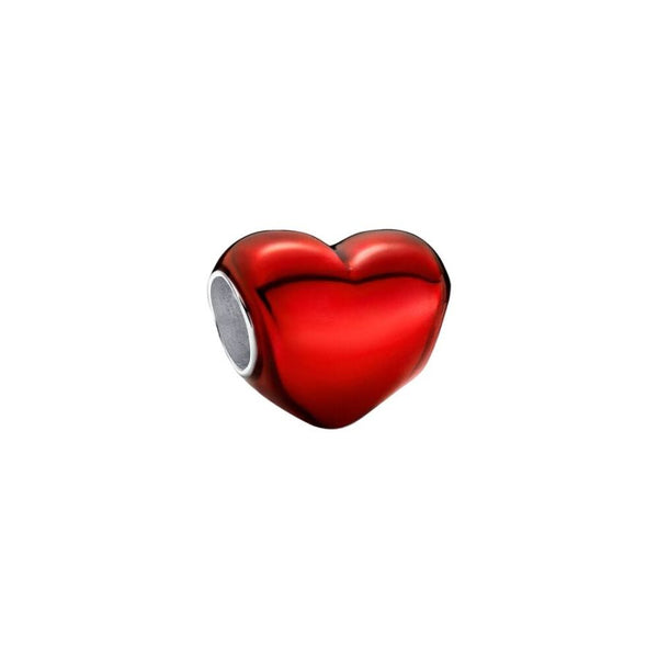 Charm Rotes Metallic-Herz Sterling-Silber