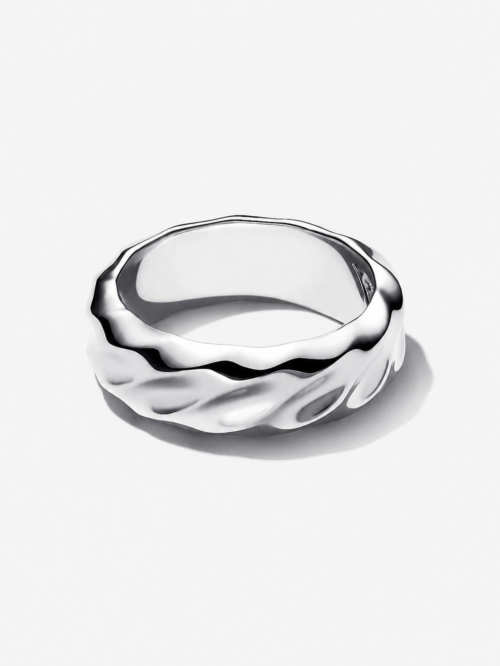 Gewellter Breiter Band-Ring Sterling-Silber