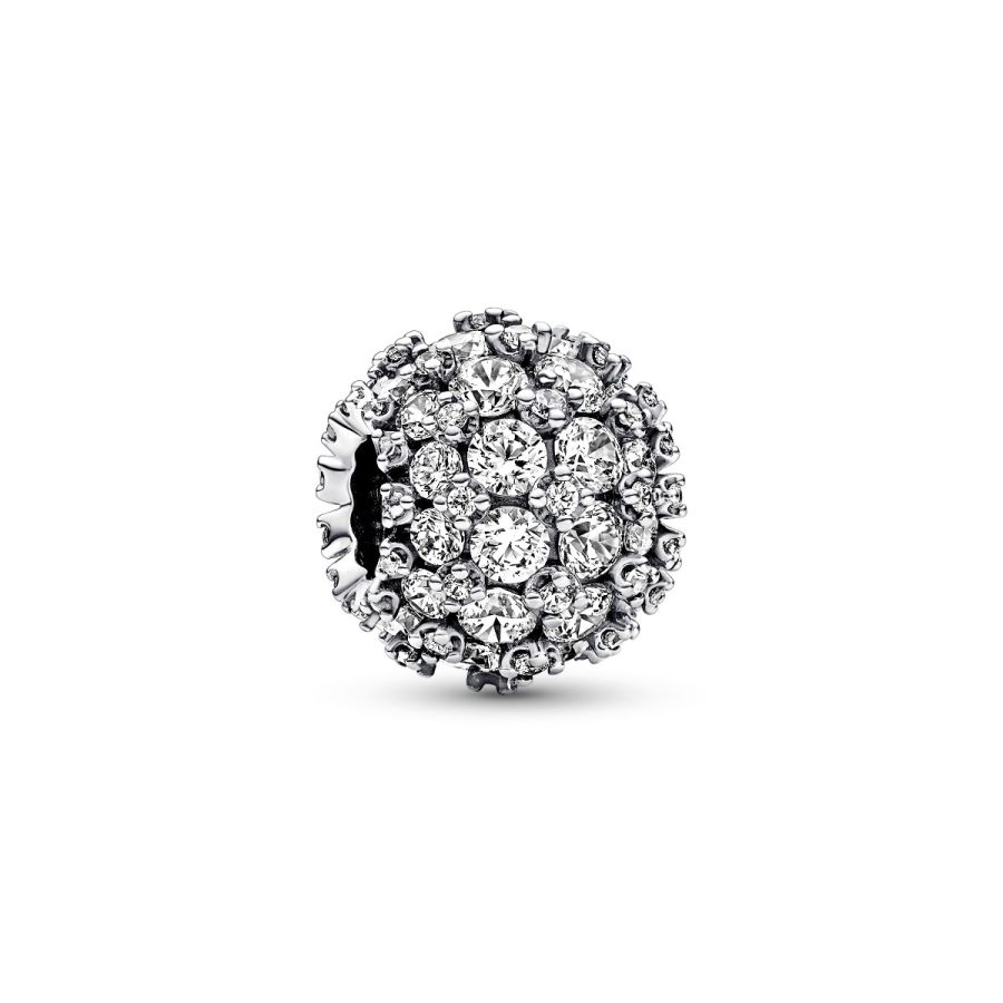 Charm Funkelndes Rundes Pavé Zirkonia Sterling-Silber
