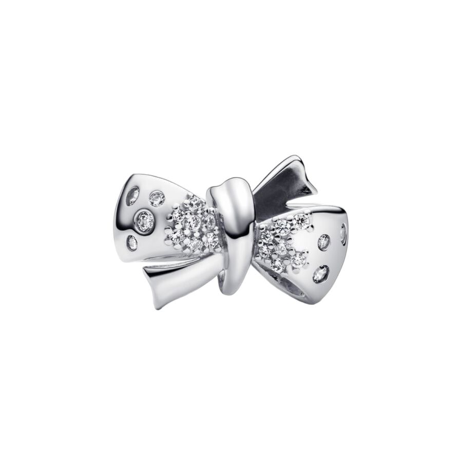 Charm Funkelnde Schleife Zirkonia Sterling-Silber