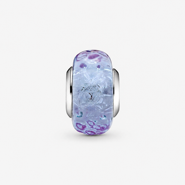 Charm Murano-Glas Wellenförmig Lavendelblau Silber