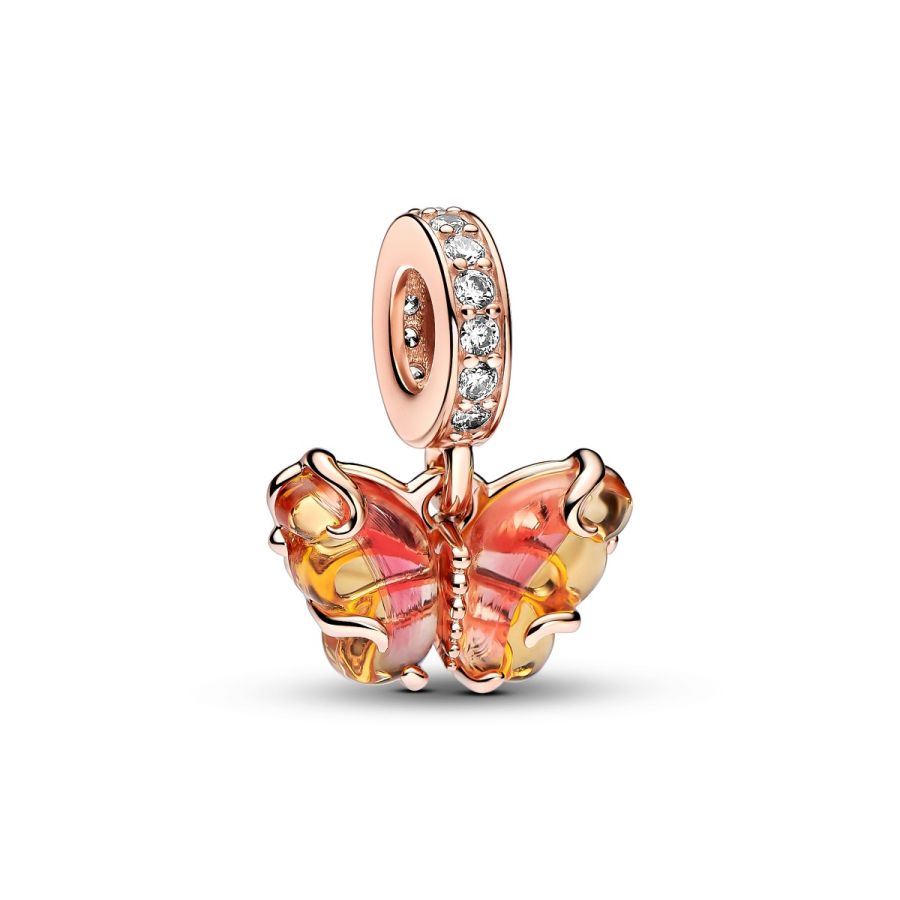 Charm-Anhänger Schmetterling Murano Gelb Rosé Hauptbild