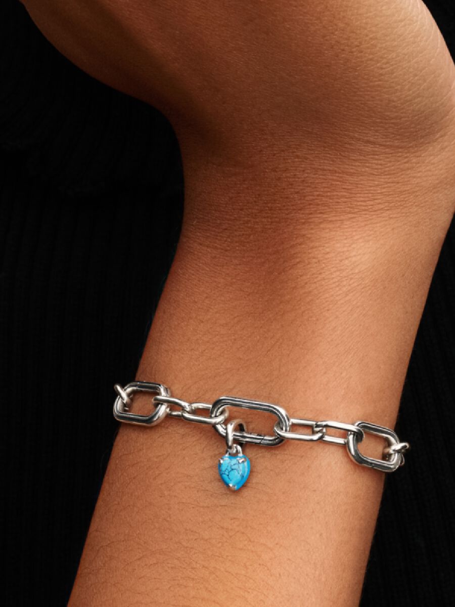 Türkisfarbenes Herz Mini-Charm-Anhänger Sterling-Silber Zweitbild