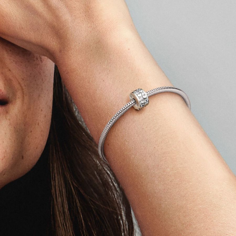 Charm Clip Funkelnder Unendlichkeit Herzen Sterling-Silber Zweitbild