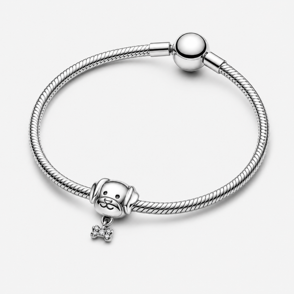 Charm Hund & Knochen Zirkonia Sterling-Silber