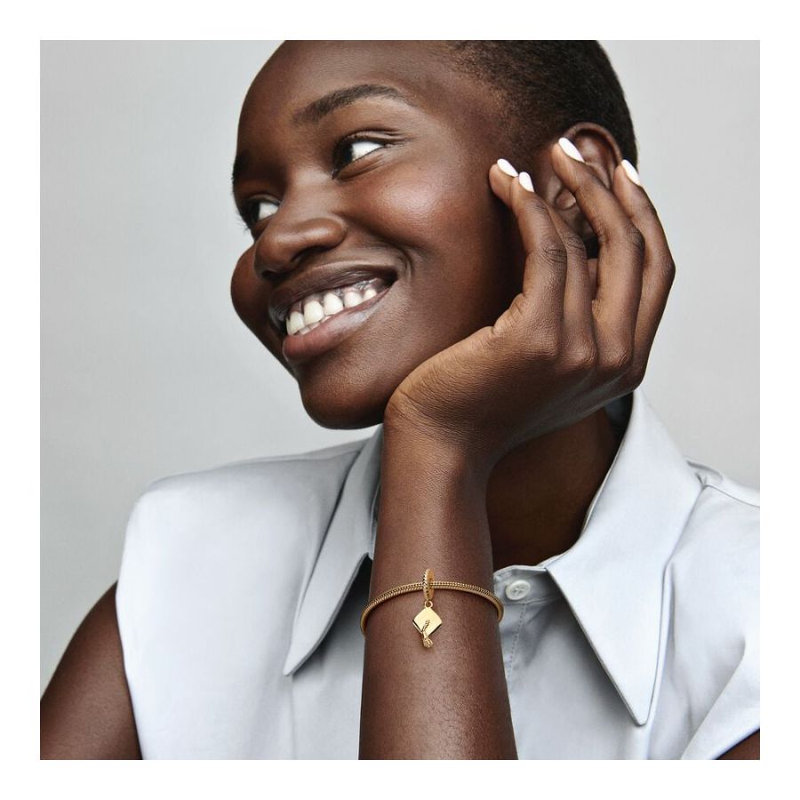 Charm-Anhänger Schulabschluss-Mütze Vergoldet