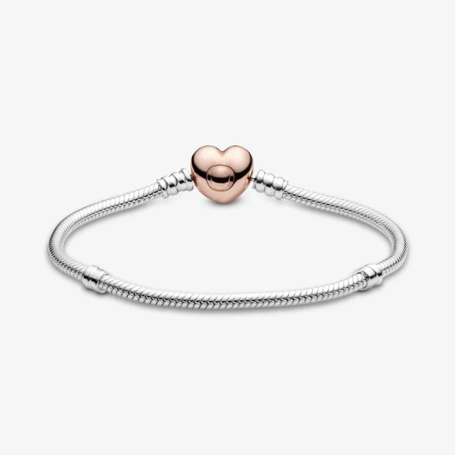 Rose  Schlangen-Gliederarmband mit Herz-Verschluss Zweitbild