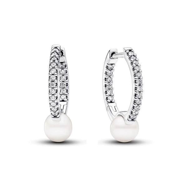 Behandelte Süßwasserzuchtperle & Pavé Creolen Sterling-Silber