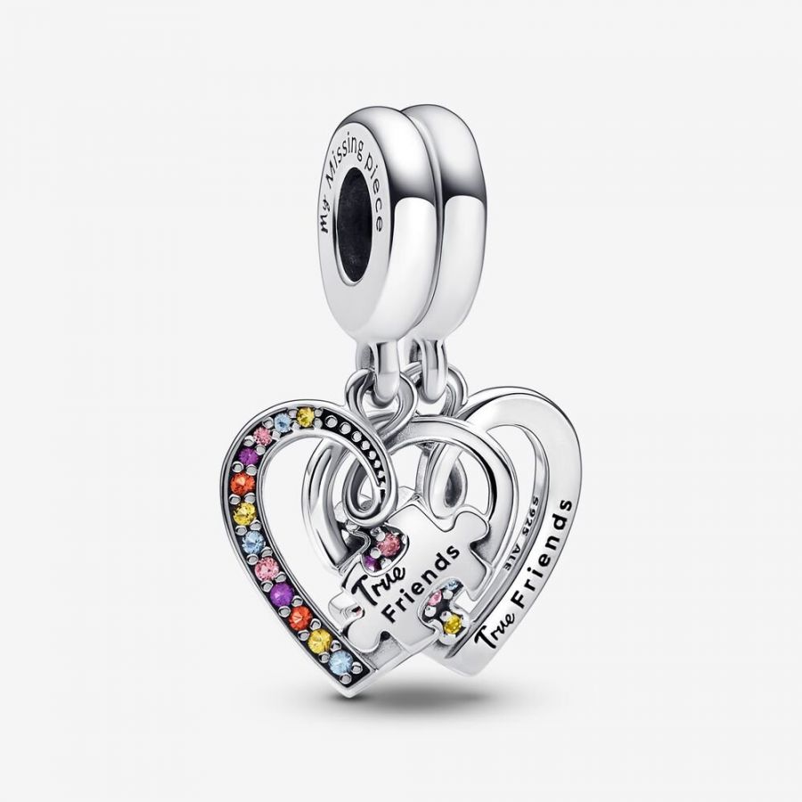 Charm-Anhänger Puzzle Herzen Freundschaft Sterling-Silber