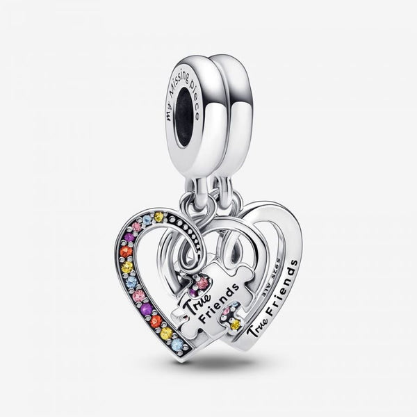 Charm-Anhänger Puzzle Herzen Freundschaft Sterling-Silber