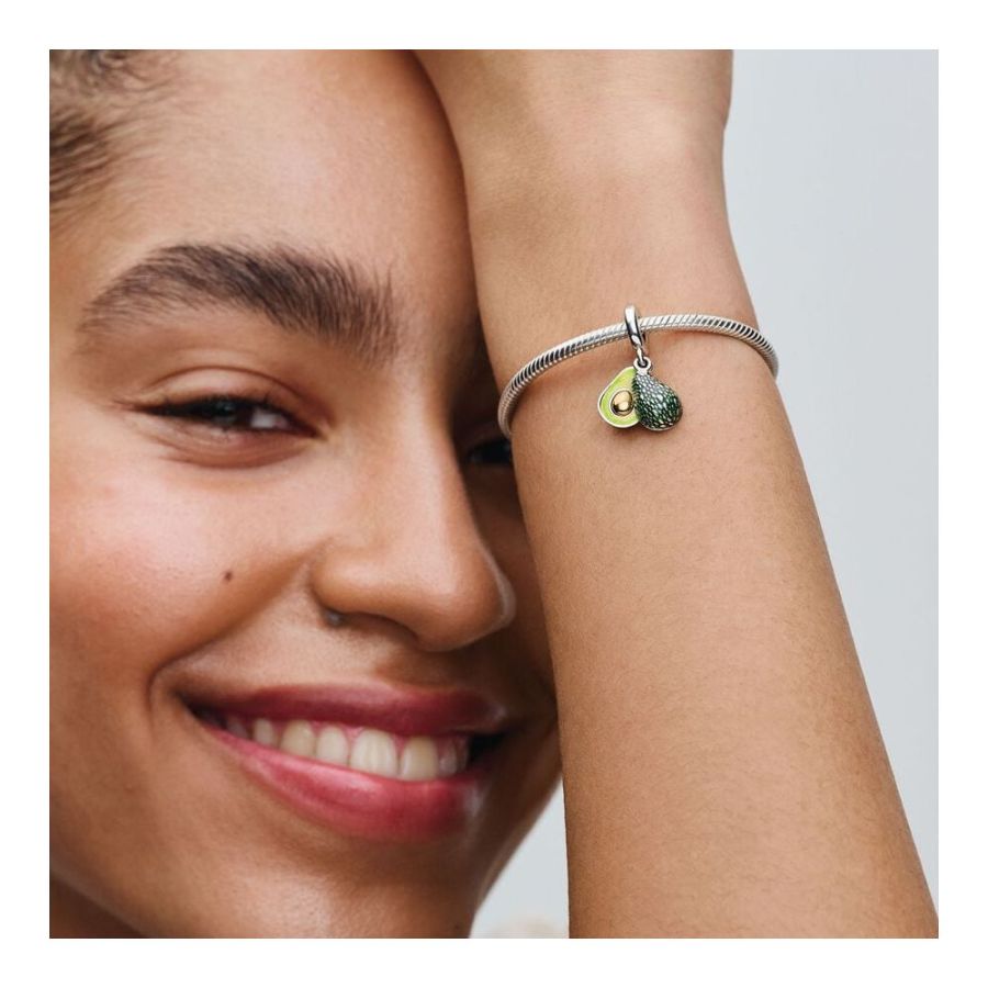 Charm-Anhänger Avocado Grün Sterling-Silber Vergoldet