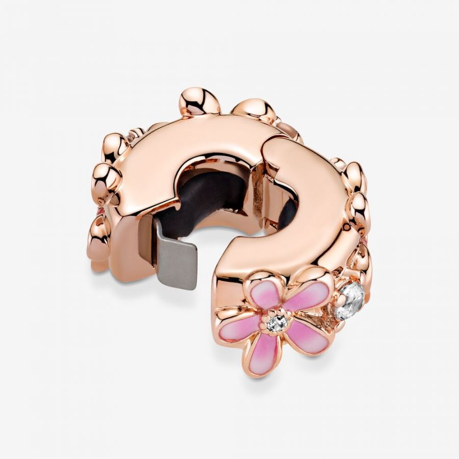 Rose  Charm Zwischenelement Rosa Gänseblümchen