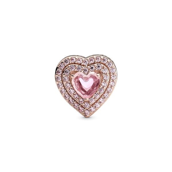 Charm Funkelndes Mehrstufiges Herz 14k Rosé Vergoldet