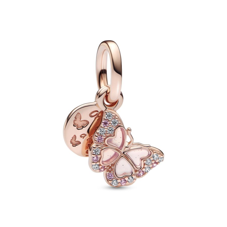 Charm-Anhänger Schmetterling & Spruch 14k Rosé Vergoldet Hauptbild