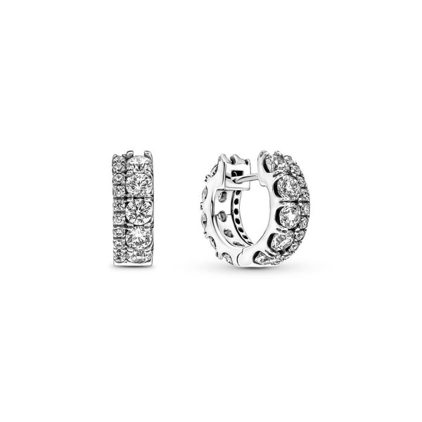 Ohrringe Creolen Doppelband Pavé Zirkonia Sterlingsilber