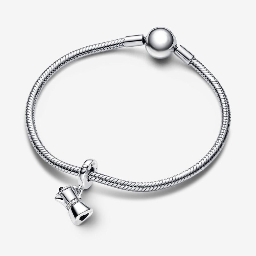 Charm-Anhänger Espressokanne Zirkonia Sterling-Silber