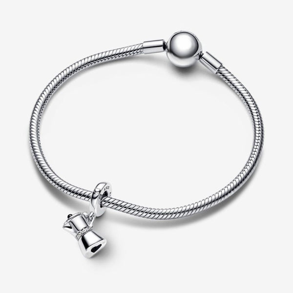 Charm-Anhänger Espressokanne Zirkonia Sterling-Silber