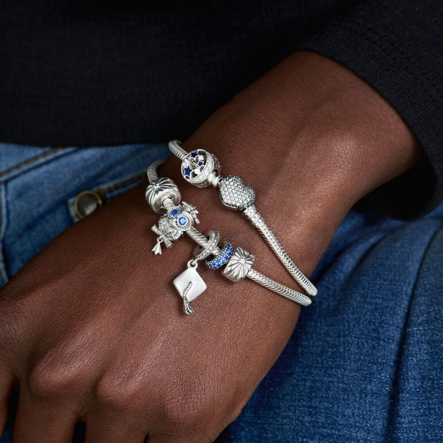Charm-Anhänger Schulabschluss-Mütze Sterling-Silber