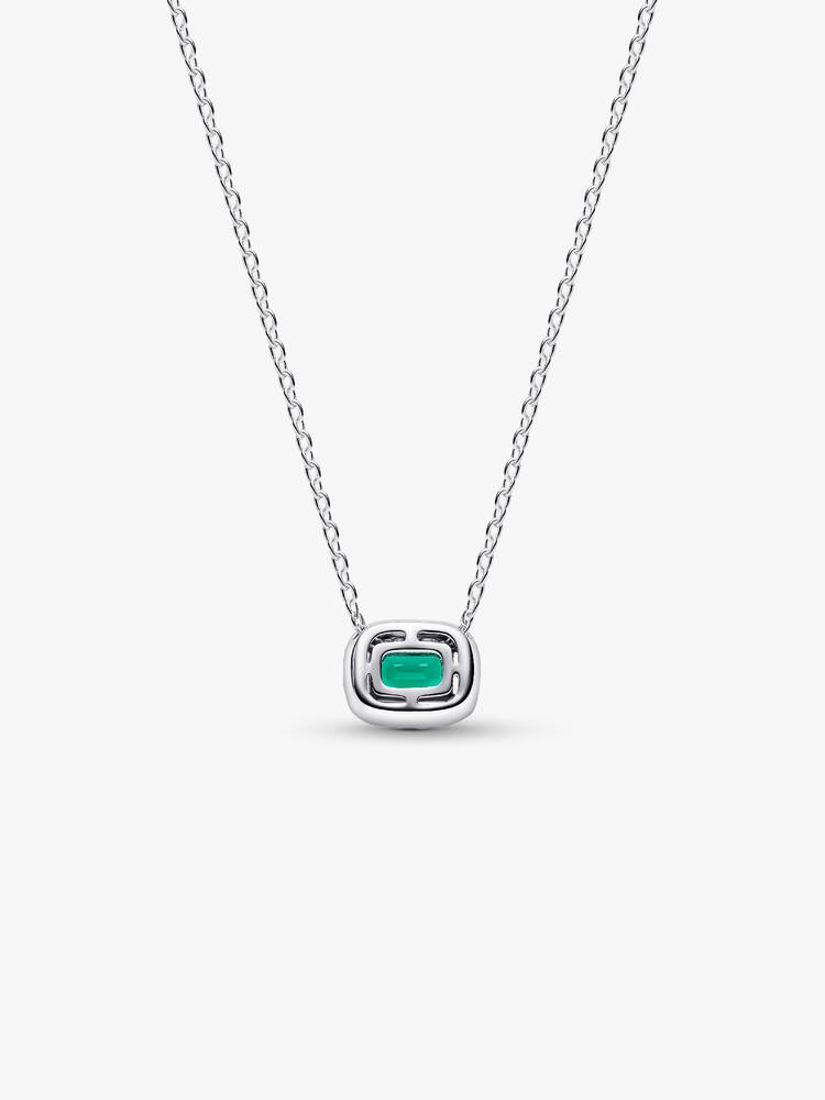 Rechteckiger Funkelnder Strahlenkranz Collier-Halskette Sterling-Silber