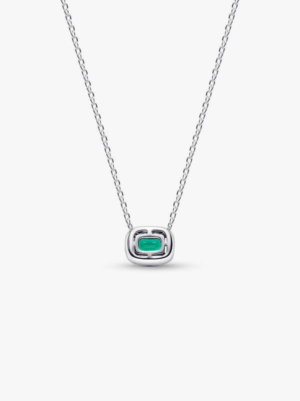 Rechteckiger Funkelnder Strahlenkranz Collier-Halskette Sterling-Silber