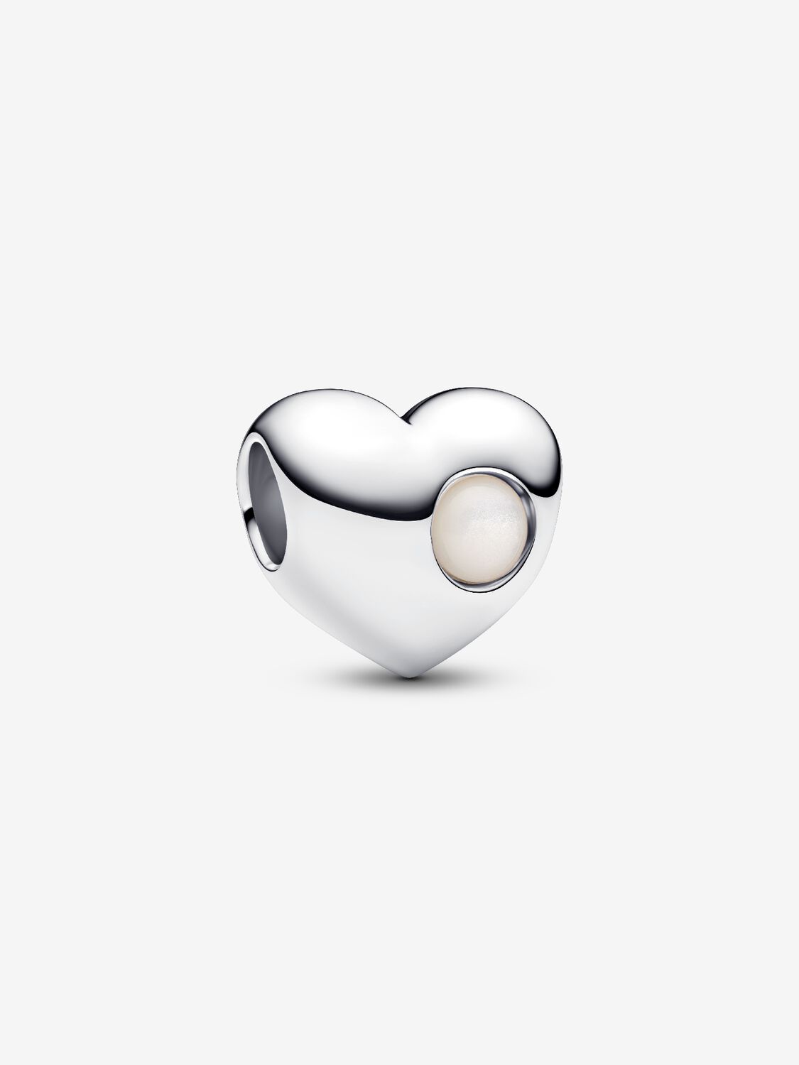 Gravierbares Weißer Stein Herz-Charm Sterling-Silber