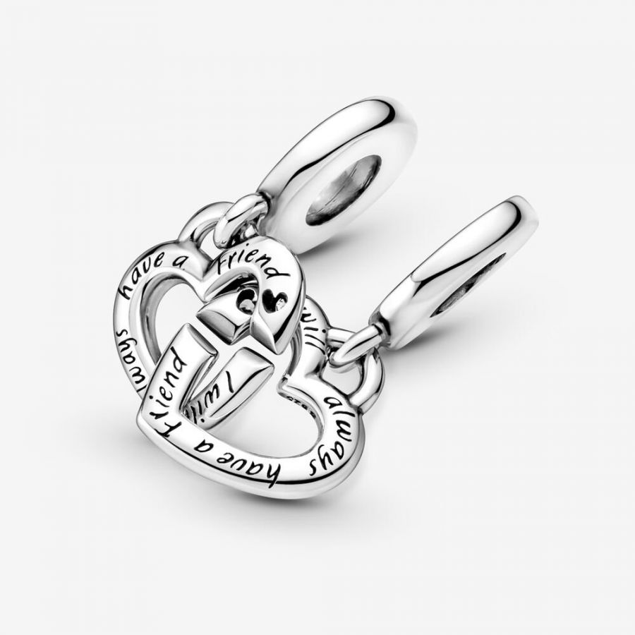Charm-Anhänger Verbundene Schwester Teilbare Herzen Silber