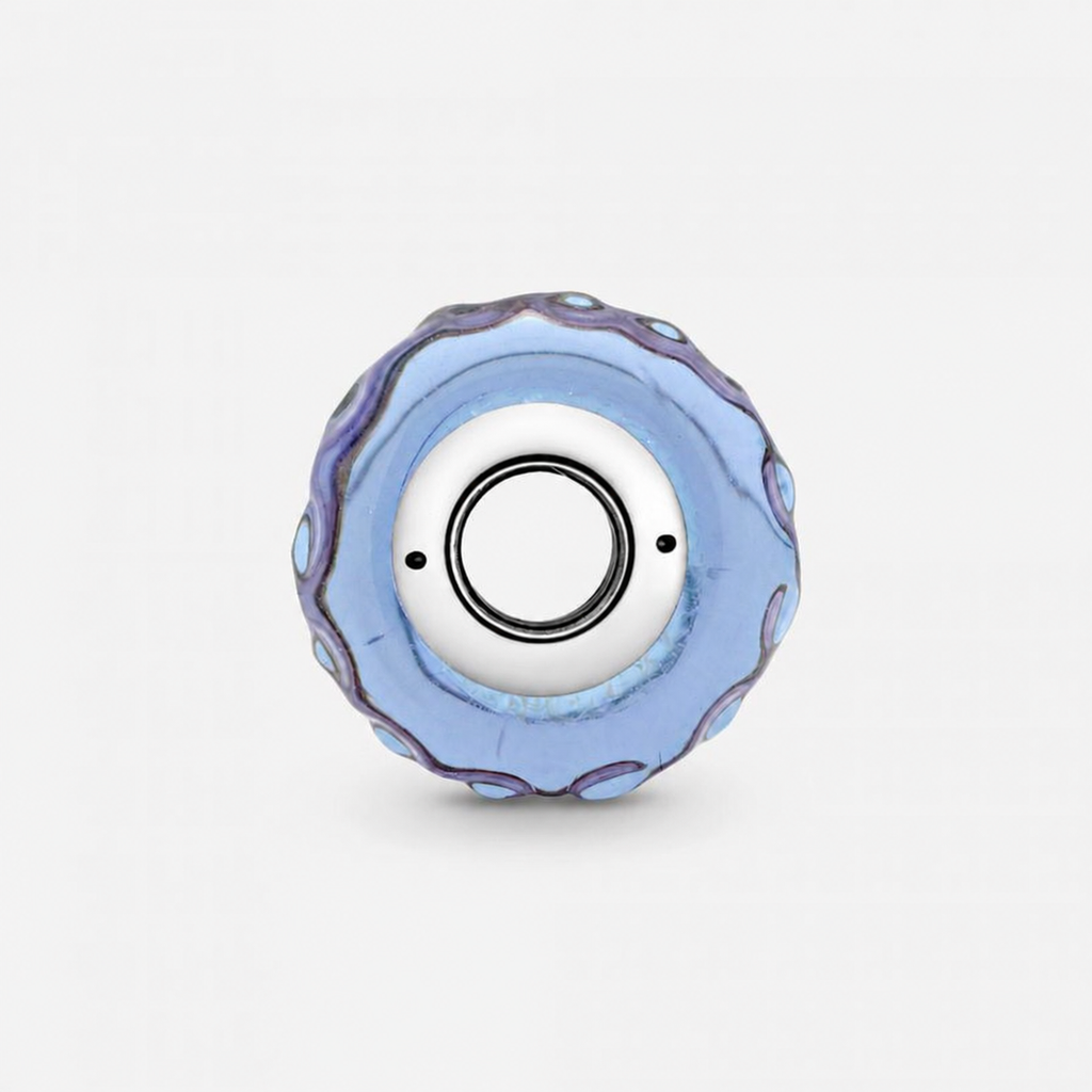 Charm Murano-Glas Wellenförmig Lavendelblau Silber