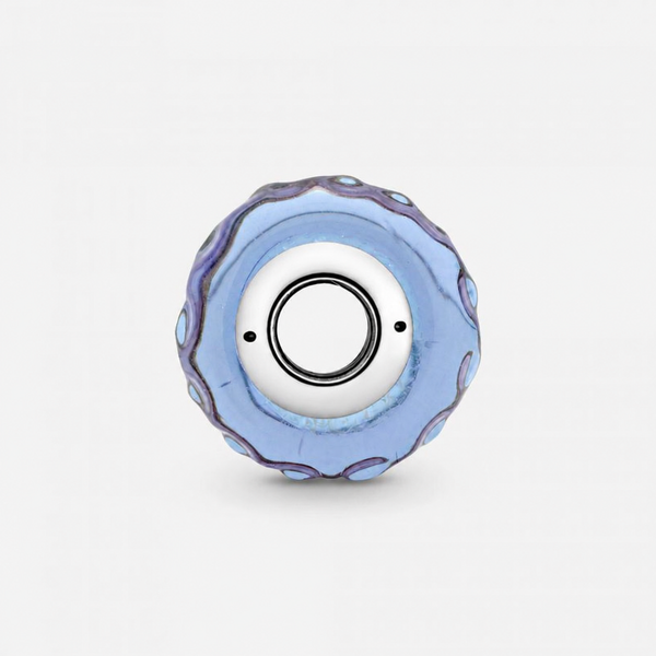 Charm Murano-Glas Wellenförmig Lavendelblau Silber