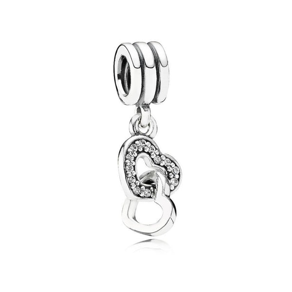 Charm-Anhänger Verschlungene Herzen Silber