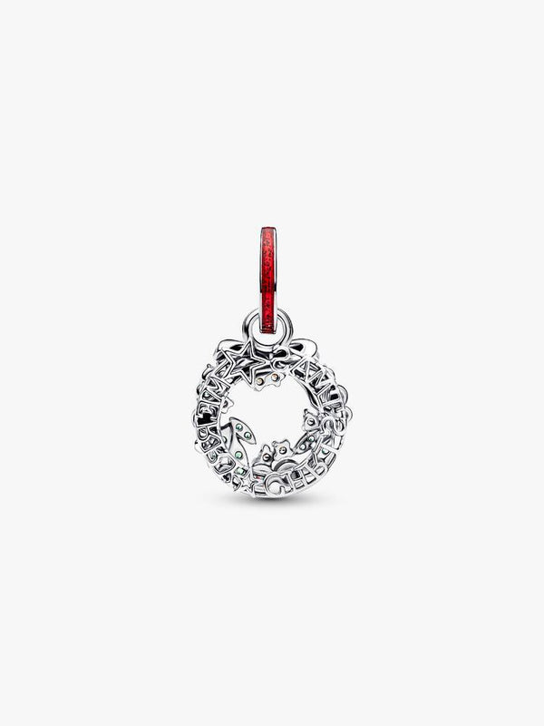 Weihnachtskranz Doppelter Charm-Anhänger Sterling-Silber
