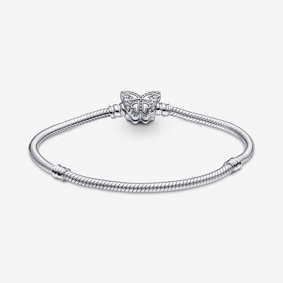 Gliederarmband mit Schmetterling-Verschluss Silber
