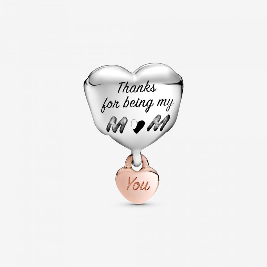 Rose  Charm Love You Mum Herz Sterling-Silber Zweitbild