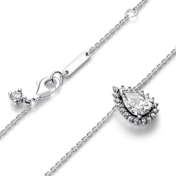 392832C01 Collier-Halskette Funkelnde Birnen-Kranz Zirkonia Silber