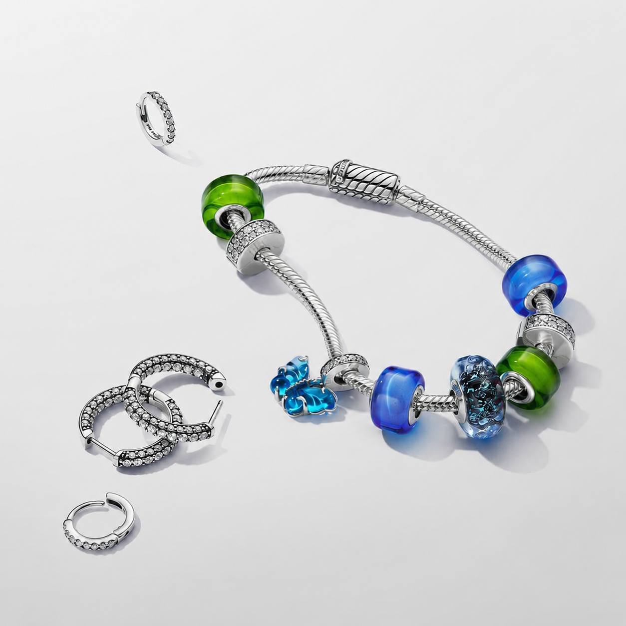 Mini-Charm Blaues Murano-Glas Sterling-Silber