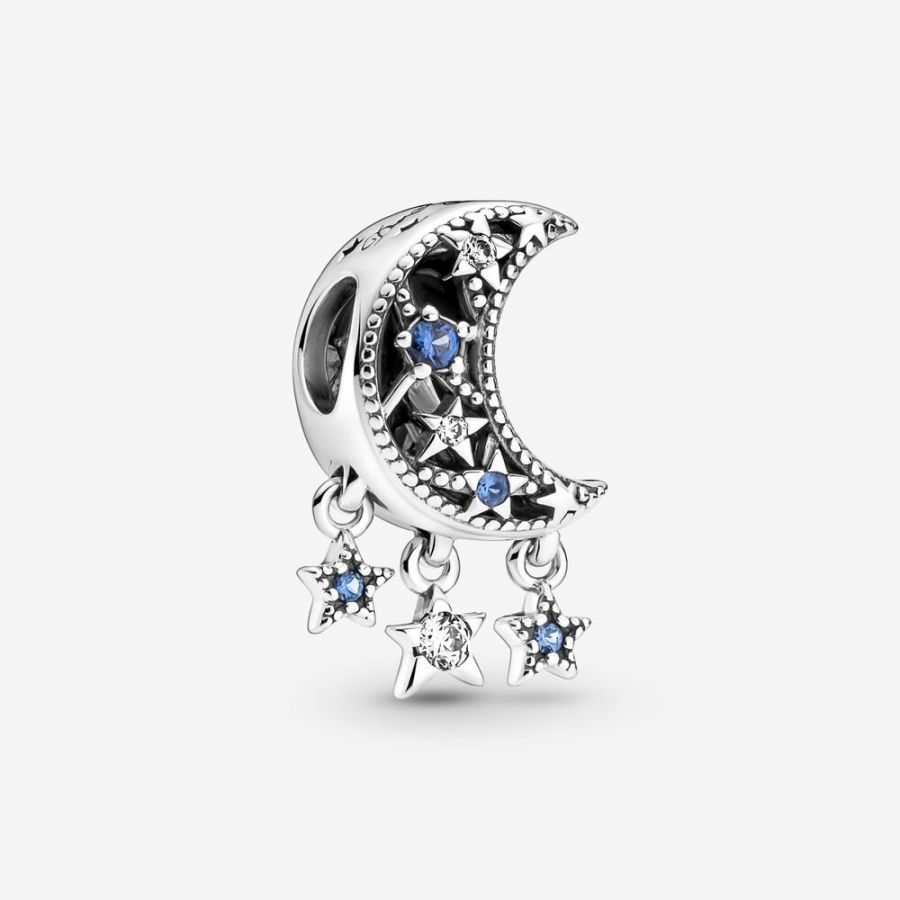 Charm Stern & Mondsichel Zirkonia Sterling-Silber Hauptbild
