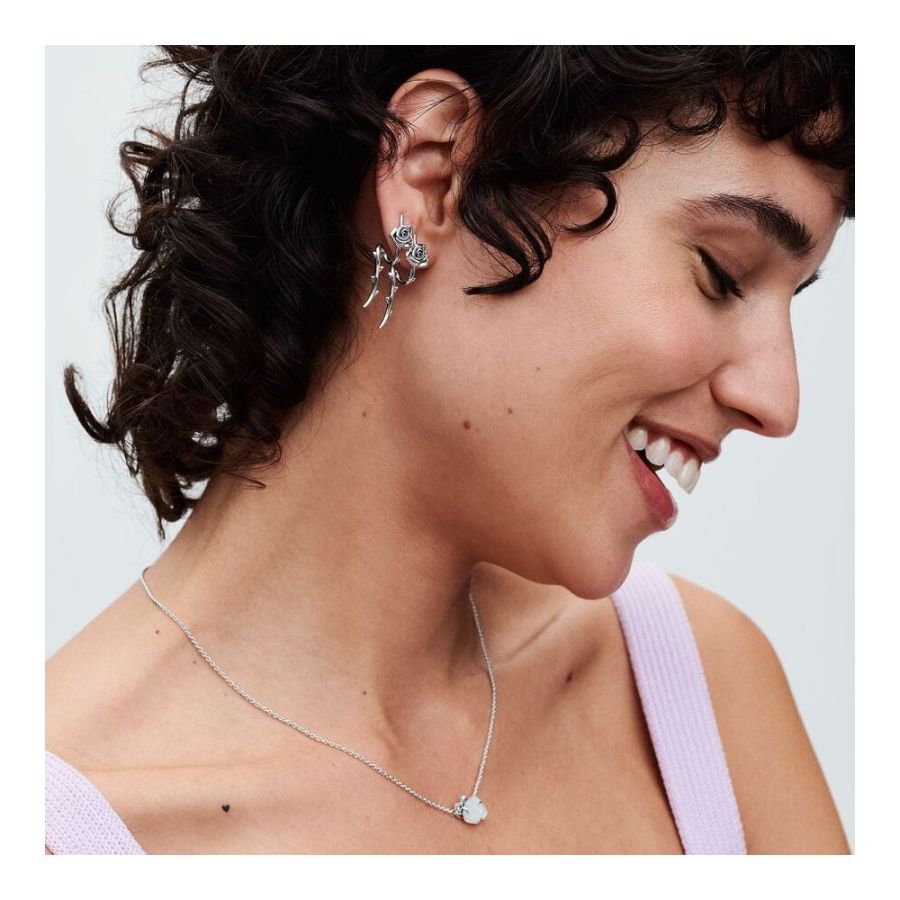 393206C01 Collier Kette Weiße Rose Zirkonia Silber 45 cm
