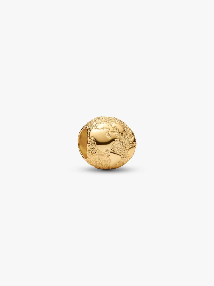 Strukturierter Globus Mini-Charm 14 Karat Vergoldung Hauptbild