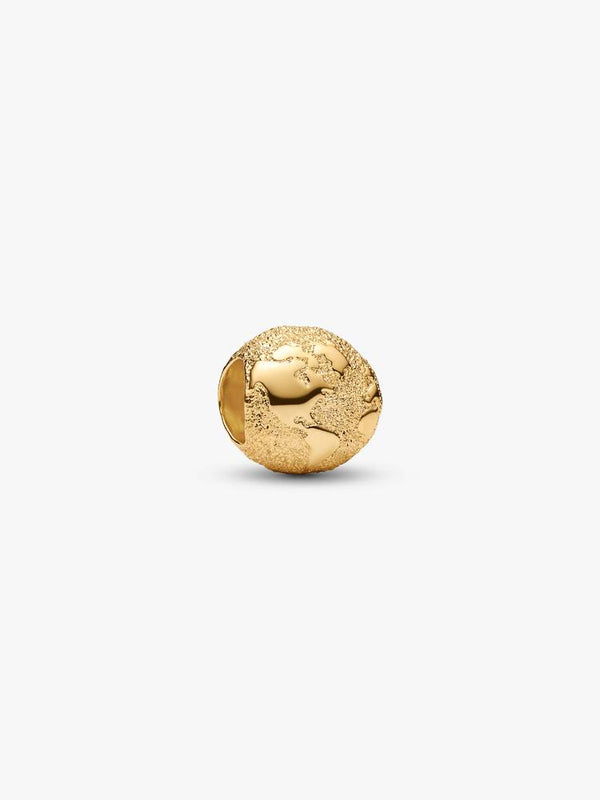 Strukturierter Globus Mini-Charm 14 Karat Vergoldung